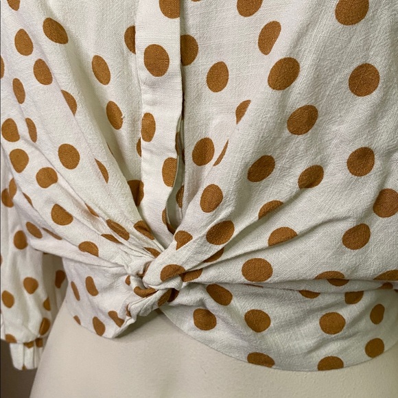 Zara White & Tan Polka Dots cropped viscose summer top 💕💕 M - Picture 3 of 8